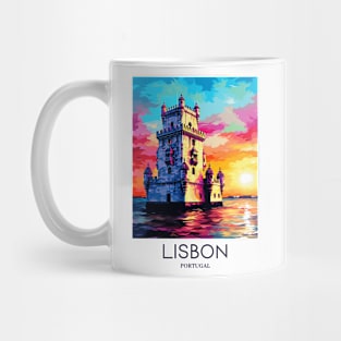 A Pop Art Travel Print of Lisbon - Portugal Mug